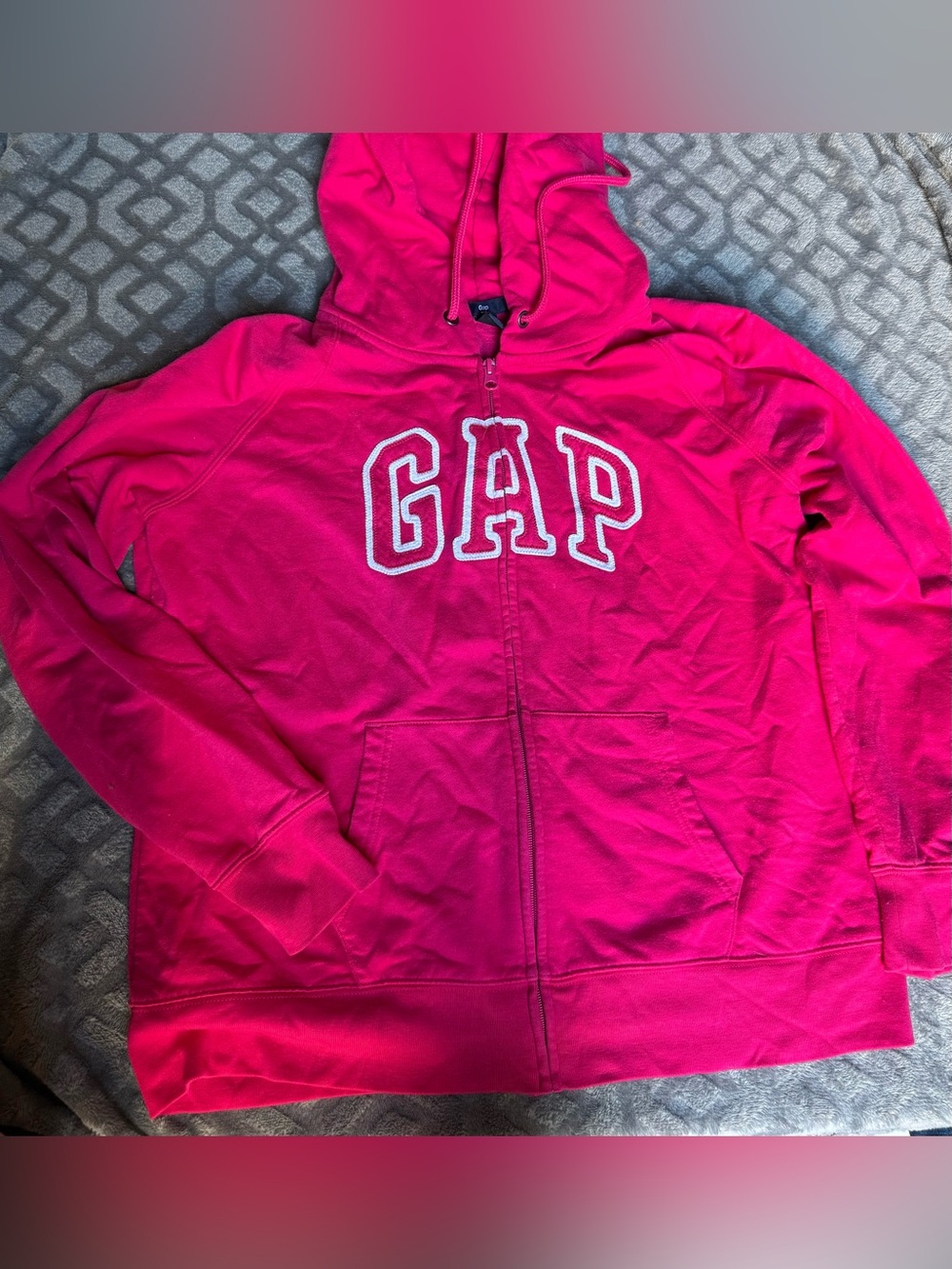 GAP Bright Pink Full-Zip Hooded Sweatshirt